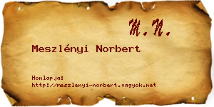 Meszlényi Norbert névjegykártya